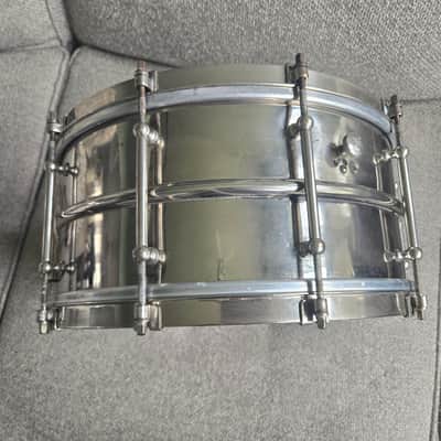 Ludwig 6.5 x 14 10 tube lug Heavy brass 2 piece shell 1920s - Nickel image 9