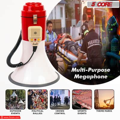 5 Core Megaphone 60W Bull Horn Professional PA Speaker w 1200 Yards Range Loud Siren Voice Amp image 5