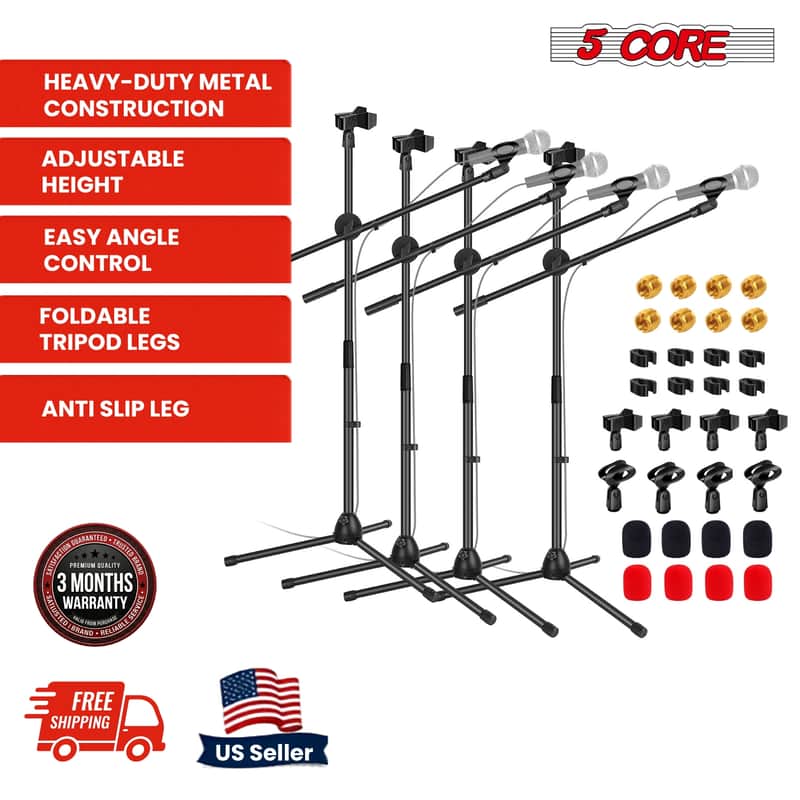 5Core Tripod Mic Stand Adjustable Heavy Duty Floor Holder Microphone Boom Arm image 1