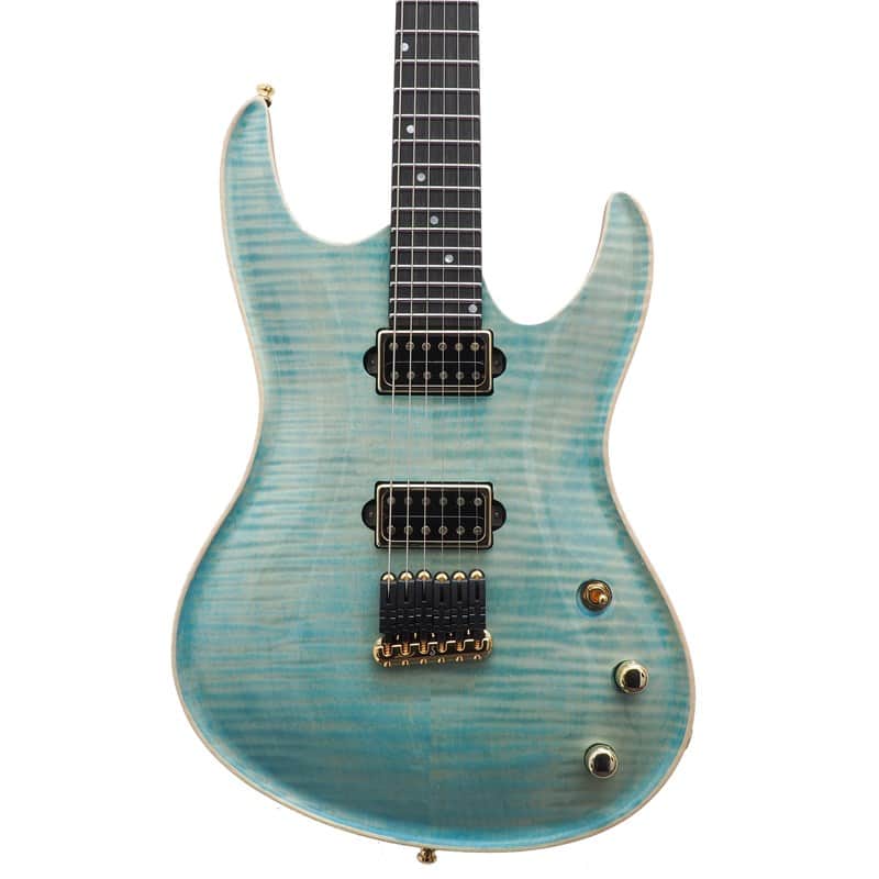 Valenti Nebula, Carved Flame Maple Top, Ice Blue, Carved Flame