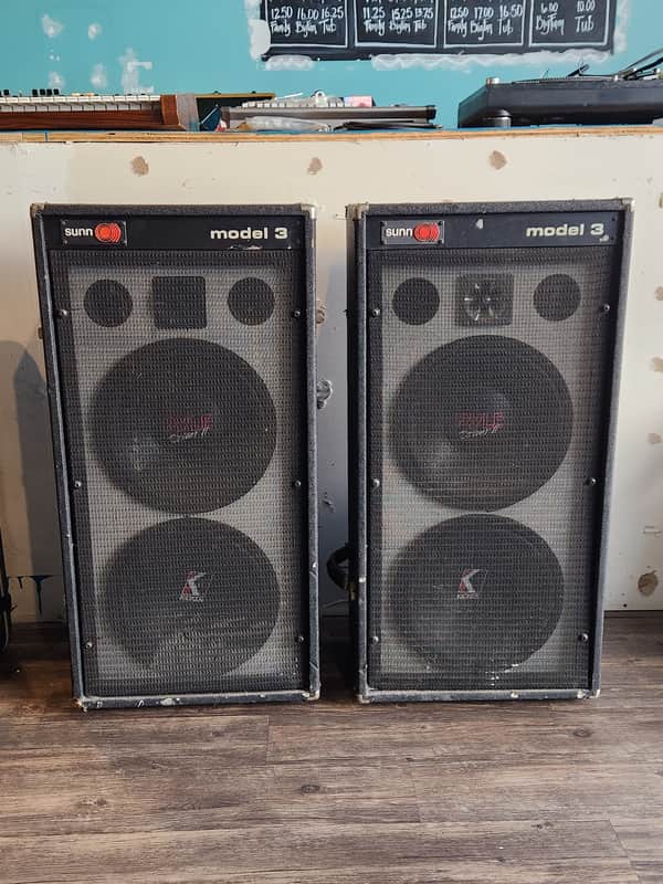 Vintage 1970s Sunn Model 3 2x12" Cabinet Speaker Pair Changed Speakers image 1