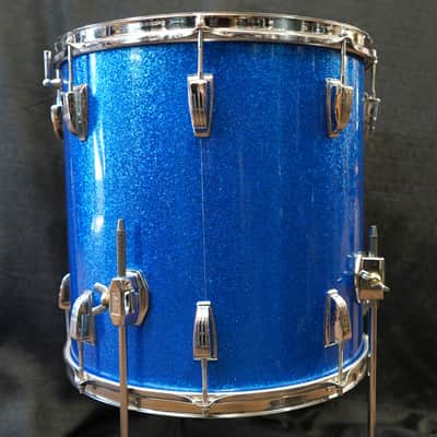 Vintage 1967 - Ludwig USA 16x16" Maple Floor Tom w/ Legs - Blue Sparkle Wrap image 9
