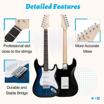 Blue Full Size Electric Guitar with Amp, Case and Accessories Pack Beginner image 3