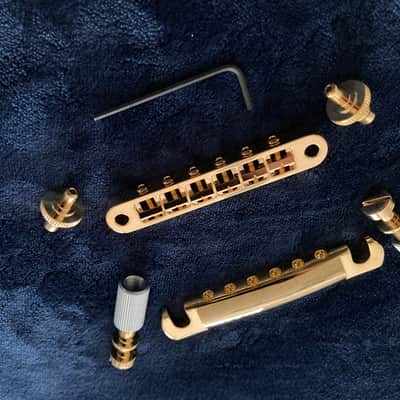 Advanced All Brass Precision Machined Nashville T-O-M Bridge.  and matching Stop Bar Tailpiece -COMBO 2024- Gold Plated Brass. image 3