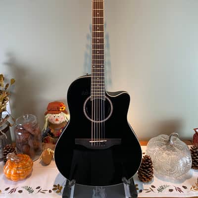 Applause Standard AB2412II-5 12-string Mid-Depth Acoustic-Electric Guitar – Black image 1