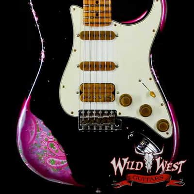 Fender Custom Shop Wild West Black Lightning 2.0 Stratocaster HSS Maple Board 22 Frets Heavy Relic Pink Paisley image 1