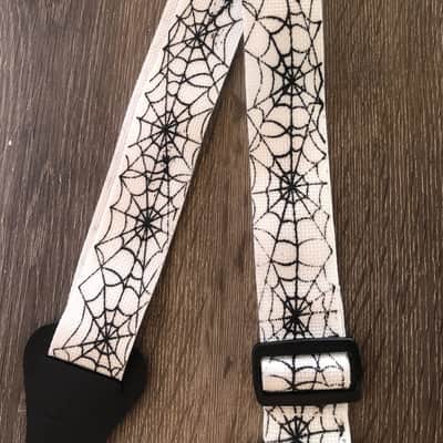 Fort Bryan Adjustable 2" Black on White Spider Web Guitar Strap image 3
