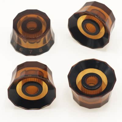 4pcs Brown Lampshade Guitar Knobs | Retro 18 Spline Coarse Split Shaft Volume & Tone Control Knob Set for PRS, Les Paul, SG, LP-Style Electric Guitars image 2