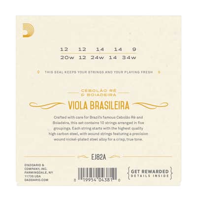 D'Addario EJ82A Viola Brasileira String Set, Cebolao Re and Boiadeira image 2