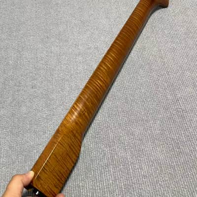 Banana head floyd rose nut stainless steel 24 frets Sickle head roasted flame Maple guitar neck 25.5inch hole 10mm Lock nut Satin image 5