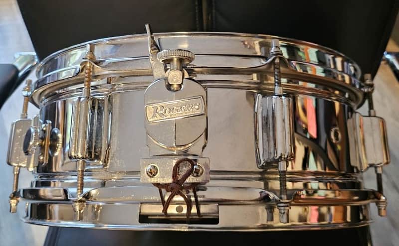 Rogers PowerTone 5x14" 8-Lug Chrome Over Brass Snare Drum image 1