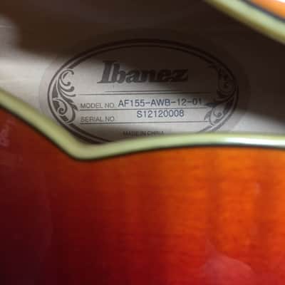 Ibanez AF155-AWB Artstar Standard 2012 Aged Whiskey Burst with OHSC image 17