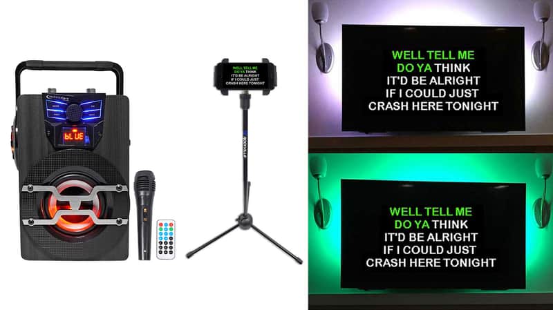 Technical Pro WASP420 Bluetooth Karaoke Machine System w/TV LED's Bundle with Mic & Stand image 1