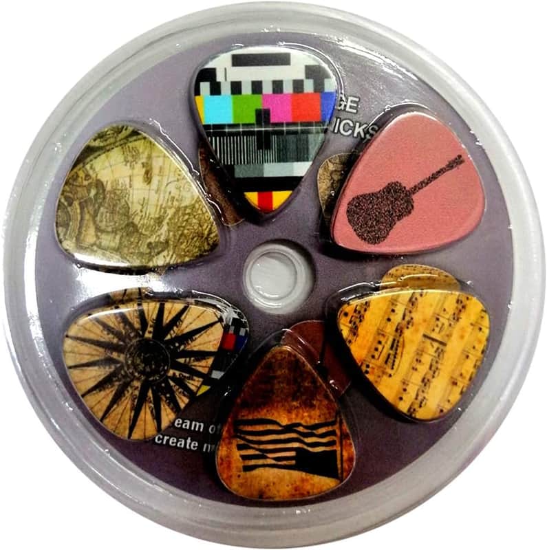 Vintage Guitar Picks (12-Pack) - Premium Music Gifts & Guitar Accessories for Husband Dad Boys Son Men Him Boyfriend Musician Gift – Medium Gauge Celluloid – Best Dad Gifts image 1