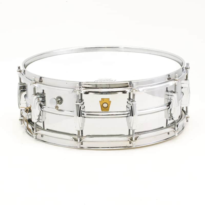 Ludwig No. 400 Super-Ludwig 5x14" Chrome Over Brass Snare Drum with Keystone Badge 1960 - 1963 image 1