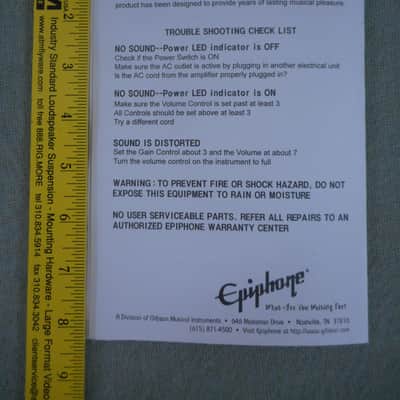 Epiphone Acoustic Regent 30 Amplifier Operation Manual Late 90's image 3