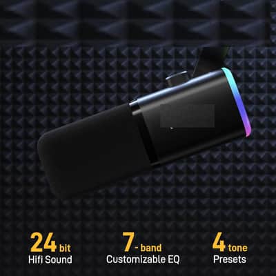 Dynamic Gaming Microphone: USB XLR Dynamic Computer Microphone with Software-RGB PC Mic for Gamer-Podcast Mic Kit for Streaming Recording Studio YouTube Content Creation image 2