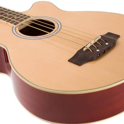 Oscar Schmidt OB100N Venetian Cutaway Spruce Top 4-String Acoustic-Electric Bass Guitar w/Gig Bag image 5