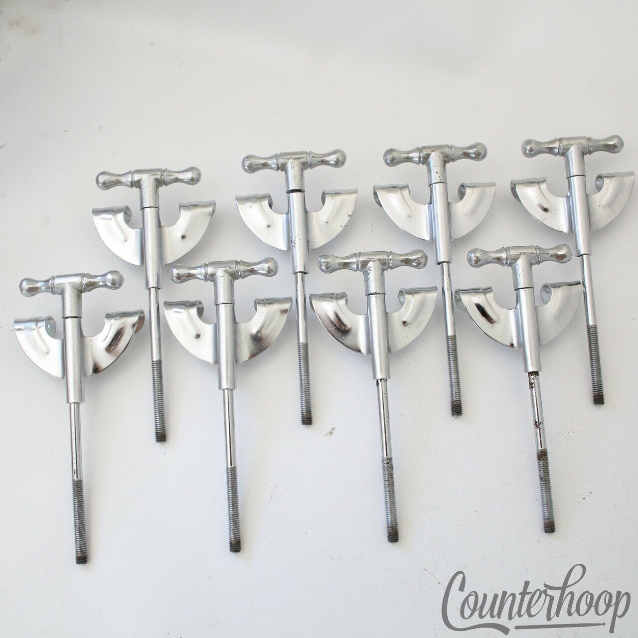 Pearl 8x Bow-Tie 4 5/8"Bass Drum Tension T-Rods+Claws Metric Japan Vintage 60s* — main photograph