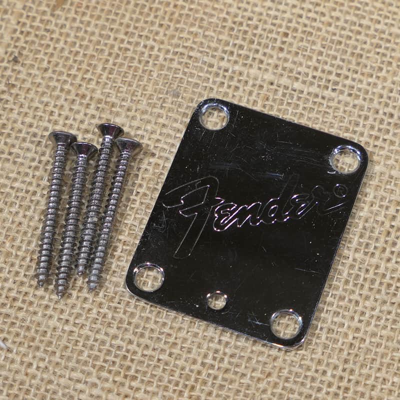 Neck Plate Chrome, Genuine 1997 Fender American Stratocaster Standard Same Day Shipping #DP06 image 1