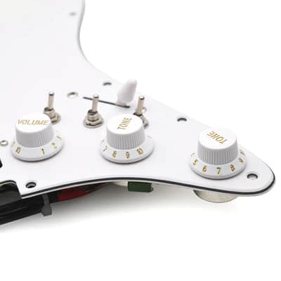 White HSS Guitar Loaded Prewired Strat Style Pickguard, Multi Switches System image 2