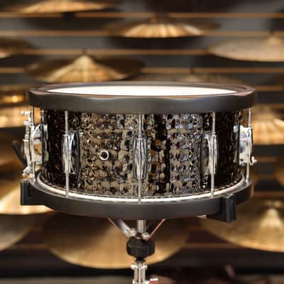 Gretsch 6.5x14 Hammered Black Steel Wood Hoop Snare Drum image 3