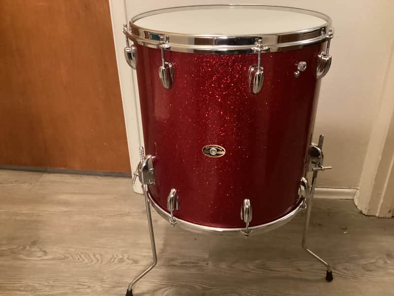 Slingerland 16x16 Floor Tom 1960s - Red Sparkle - COB hoops image 1