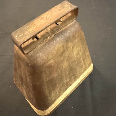 VINTAGE 5" Copper Cowbell, 1970s, Square Handle, Metal Clapper, Patina-EXCELLENT image 9