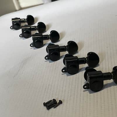 2000's Era Grover USA Mini Rotomatic Black Guitar 6 In Line Tuners Tuning Pegs Machine Heads image 1