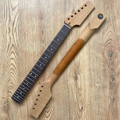 Telecaster Compatible Pro Roasted Flame Maple and Rosewood Guitar Neck Unfinished Paddle Headstock image 1
