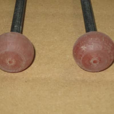 one pair new old stock Gambal Manufacturing GPHR1 (UG13GPHR1) Percussive Keyboard Mallets (for xylophones and glockenspiels) 1 & 1/8" Brown Medium Nylon Flat Ball (oval) Heads with Black Synthetic Shafts (with original packaging) from 1990s to early 2000s image 8
