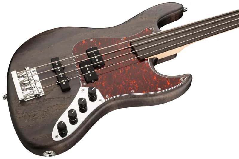Sadowsky MetroLine 21-Fret Vintage P/J Bass-Swamp Ash Body-4 String-Nirvana Black Transparent Satin-Fretless image 1