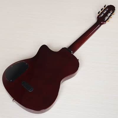 Black Silent Electric Classical Guitar Hollow Body 39 Inch 6 String Flame Veneer Top High Glossy Nylon Strings image 7
