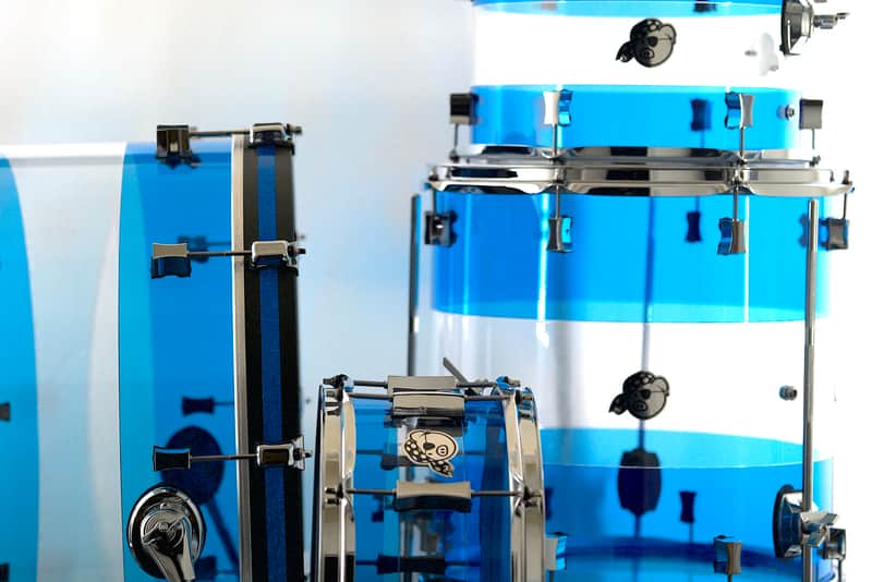 Pork Pie Percussion 4-Piece Custom Drum Set in Clear/Blue Acrylic image 1