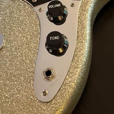 2015 Squier by Fender Mikey Way Signature Mustang Bass - Large Flake Silver Sparkle image 8