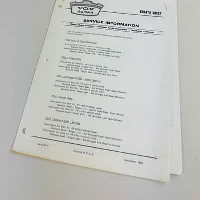 Vox Service Information Package 1968 image 4
