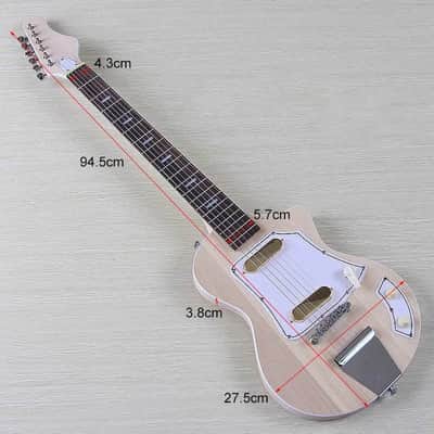 Natural Finish Mini Electric Guitar 38 Inch, Basswood Body, Maple Neck Through image 2