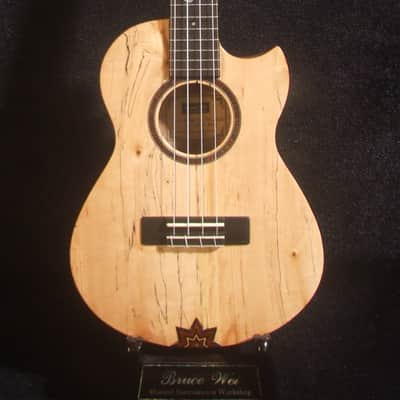 Handmade Cutaway Tenor Ukulele, Solid Spalted Maple & Curly Maple, Archback, Dove Inlay, Soft-bag, Bruce Wei UAJ17-2012 image 6