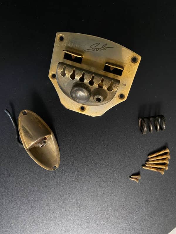 Vintage Made in Italy Tailpiece for Eko Artiston Solo guitars Gold hardware image 1