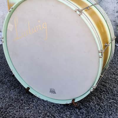 30's Ludwig Mint/Gold Duco 2PC (26"x10" BD + 15"x12" Brass Tube Lug FT) Drum Set image 2