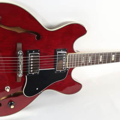 Vintage Ventura 335 Wine Red Hollowbody Electric Guitar w/ Case Motsumoku Japan image 3