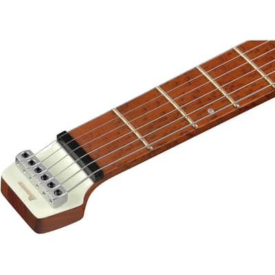 Ibanez Quest ICHI10-VWM Ichika Nito Signature 6-String Headless Solid Body Electric Guitar with Roasted Birdseye Maple Fretboard, Right-Handed, Vintage White Matte image 3