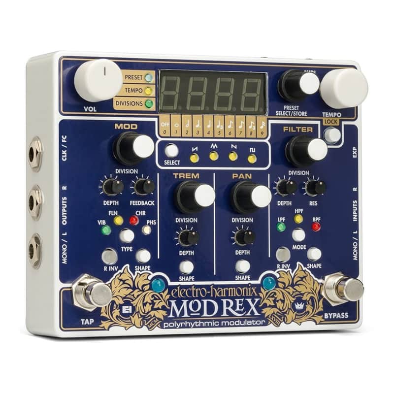 Electro-Harmonix Mod Rex Polyrhythmic Modulator Guitar Pedal with Four Modulation Sections, Four LFO Shapes, and 100 Storable Presets image 1