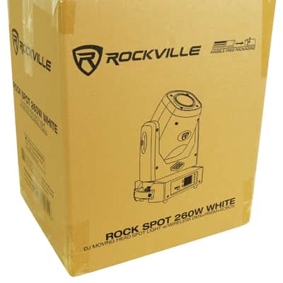 (2) Rockville ROCK SPOT 260W WHITE DJ Moving Head Lights+White Totem/TV Stands image 12