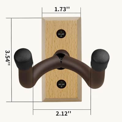 Guitar Wall Mount Hanger, Nature Wood Hanger, Strurdy Guitar Holder Hook, Fits Acoustic, Classic Guitar, Electric Bass, Cello, Violin, Banjo, Mandolin,Hardwood Made (2-Pack) image 2