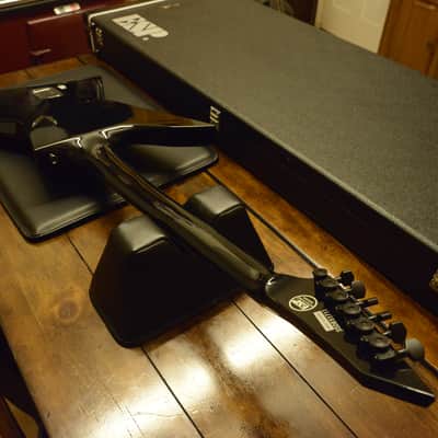 ESP Custom Shop EX In Flames Jesper Stromblad Signature Reverse Headstock MX Black Guitar image 13