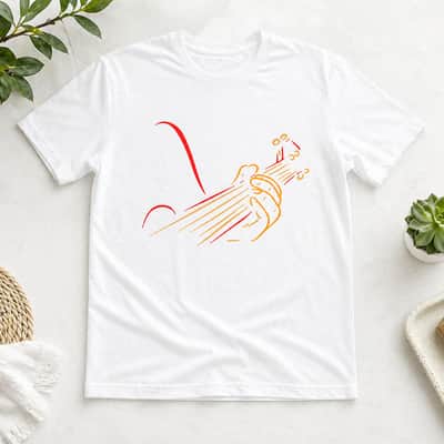 Acoustic Guitar Hand Line Art Tee - White Music Lover Shirt image 1