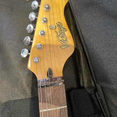 Vintage V6 Stratocaster Electric Guitar Green Wilkinson Pickups + Gig Bag image 2