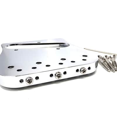 Brio ​Left Handed Telecaster Guitar Bridge – 54mm Brass Plate, 3 Compensated Saddles – Top-Load & String-Through, Curved Vintage Style image 6