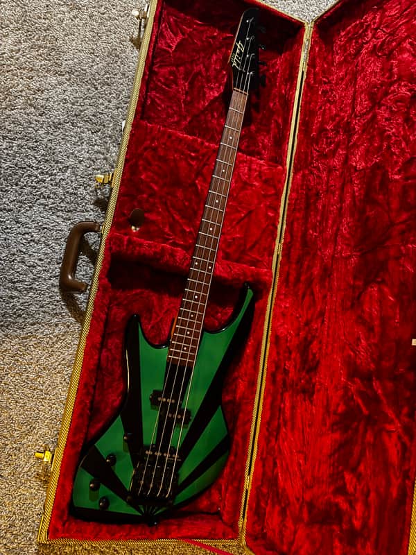 Rare one of a kind left handed 1987 Guild Pilot green sunrise bass image 1
